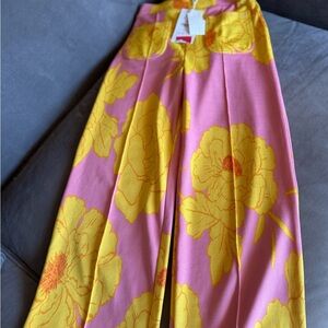 Zara Pink and Yellow Floral Pants